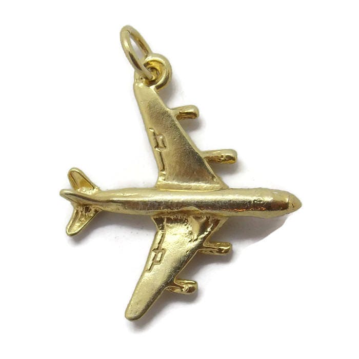 Flugzeug Anhänger Charm. 14K Gelbgold Flugzeug Anhänger Charm. 14K Gelbgold von TwinsjewelryShop