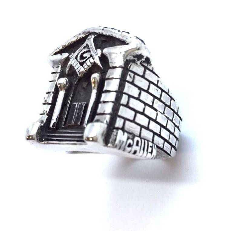 Freimaurer Masonic Mcallen Gebäude Ring .950 Sterling Silber von TwinsjewelryShop