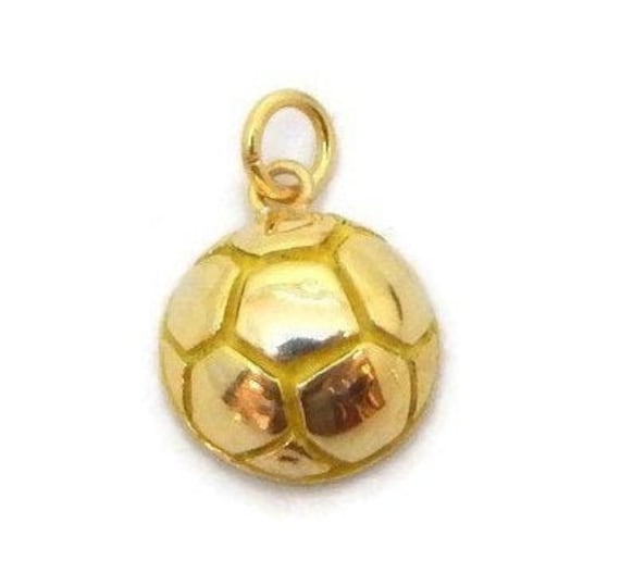Fußball Gelb Sport Charm Anhänger 14K Gelbgold von TwinsjewelryShop