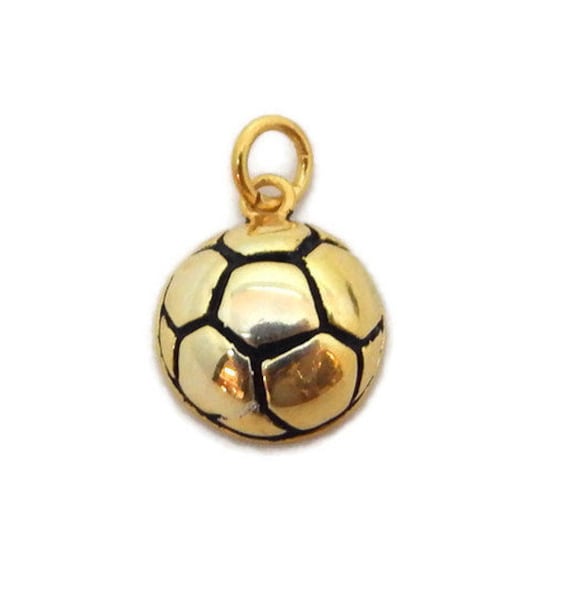 Fußball Sport Charm Anhänger 14K Gelbgold von TwinsjewelryShop