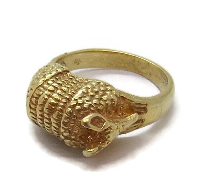 Gürteltier Unisex Ring Aus 585Er Gelbgold von TwinsjewelryShop