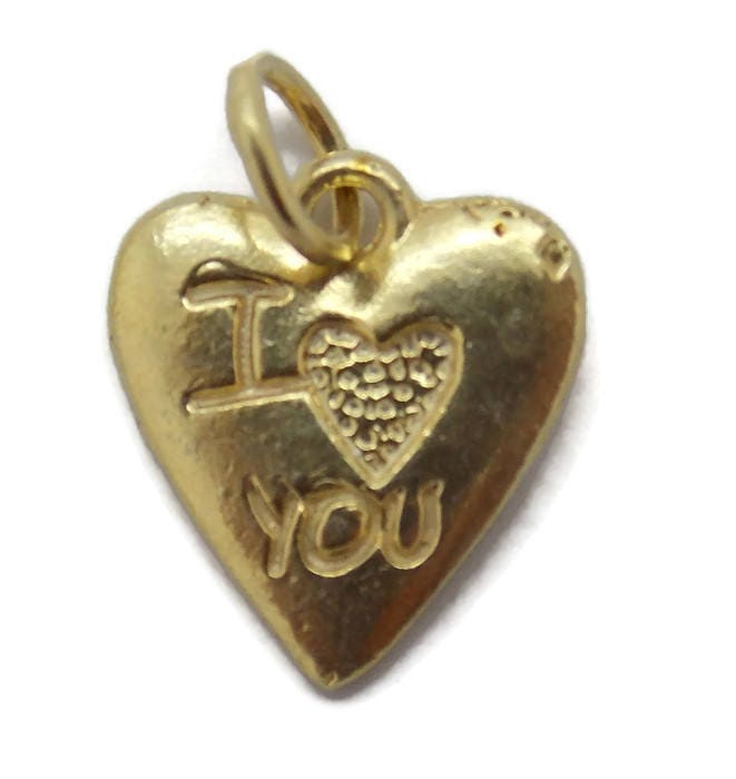 Herz Liebe Anhänger Charm. 14K Gelbgold von TwinsjewelryShop