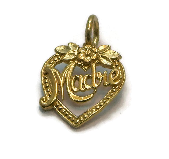 Herz | Madre Anhänger Charm. 14K Gelbgold von TwinsjewelryShop