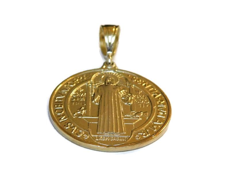 Jesus Mit San Benedikt Medaille | San Benito 14K Gelbgold Anhänger Charm Jesus Mit San Benedikt Medaille | San Benito 14K Gelbgold Anhänger Charm von TwinsjewelryShop