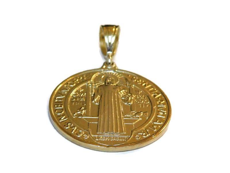 Jesus Mit San Benedikt Medaille | San Benito 14K Gelbgold Anhänger Charm Jesus Mit San Benedikt Medaille | San Benito 14K Gelbgold Anhänger Charm von TwinsjewelryShop