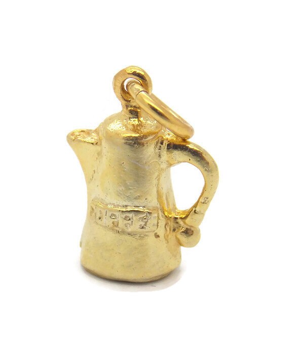 Kaffeeglas Anhänger Charm 14K Gelbgold von TwinsjewelryShop