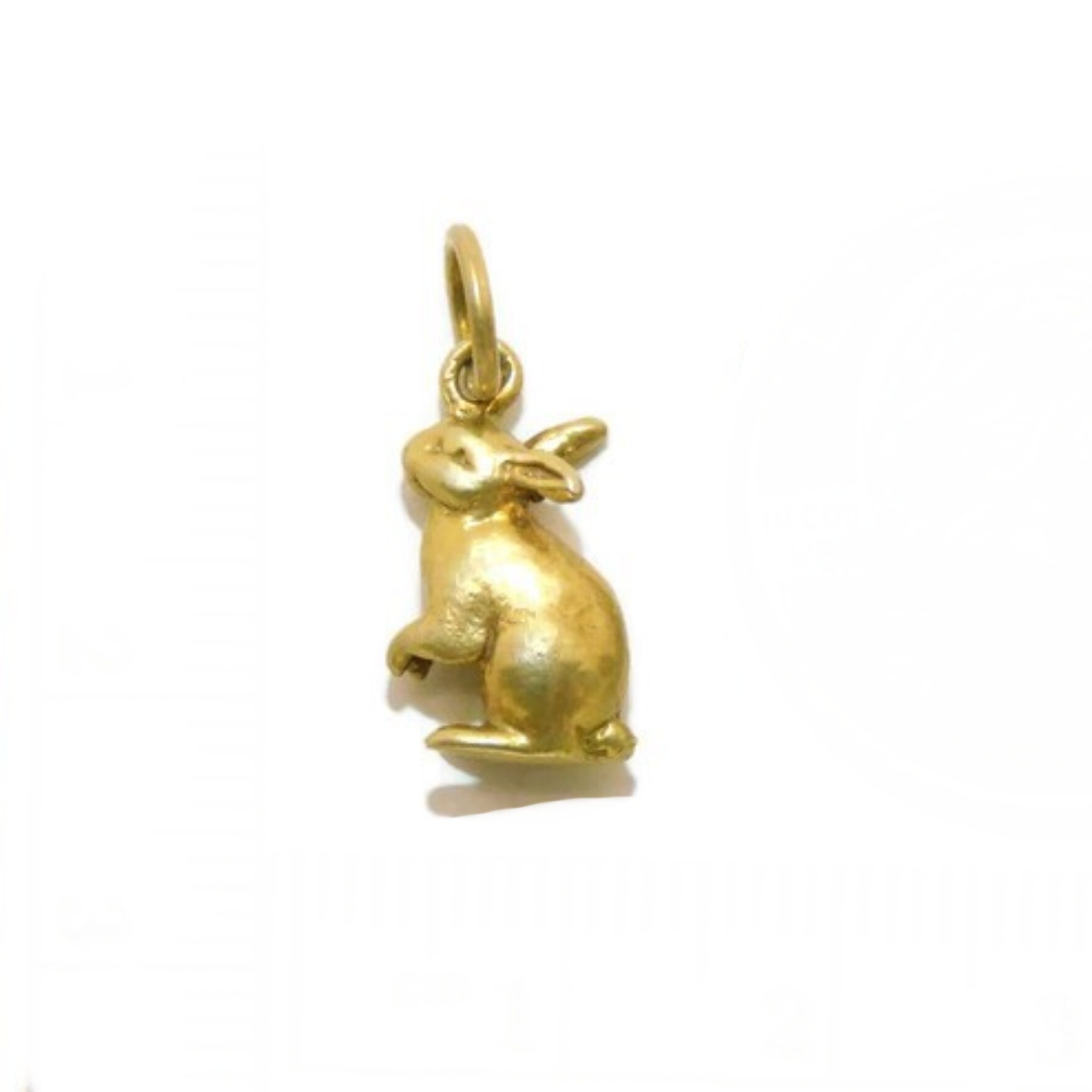 Kaninchen Anhänger Charm 585Er Gelbgold von TwinsjewelryShop