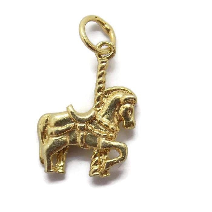 Karussell Pferd Anhänger Charm. 14K Gelbgold Karussell Pferd Anhänger Charm. 14K Gelbgold von TwinsjewelryShop