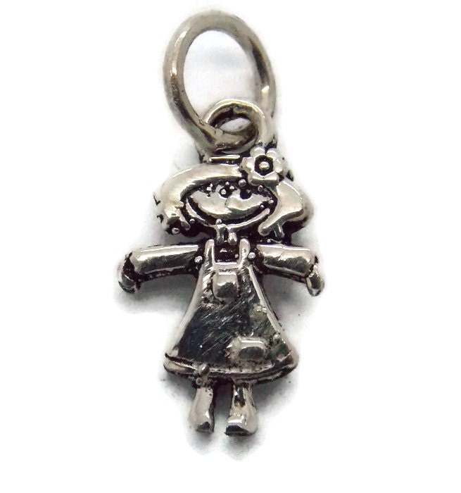 Kleines Mädchen Anhänger Charme .925 Sterling Silber von TwinsjewelryShop