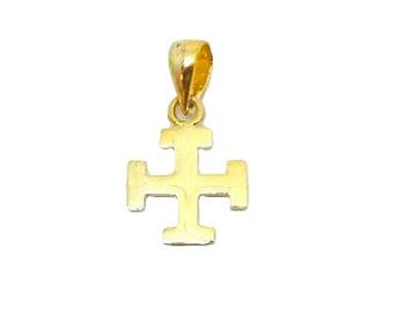 Kreuz Potent Anhänger 14K Gelbgold von TwinsjewelryShop