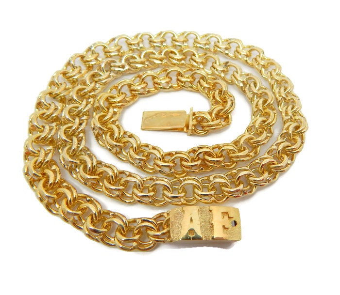 Link 10K Massiv Gelbgold Kette | Tejido Chino von TwinsjewelryShop