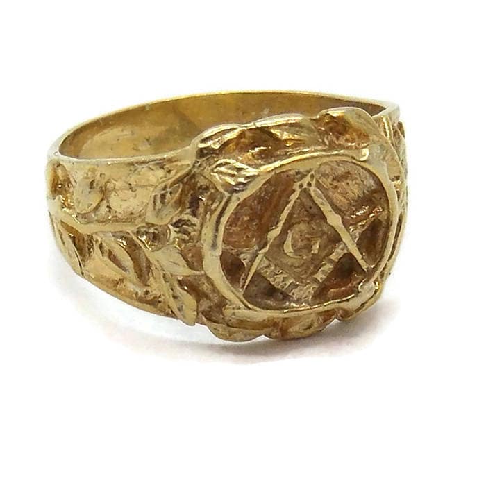 Masonic Ring 585 Gelbgold Herrenring von TwinsjewelryShop