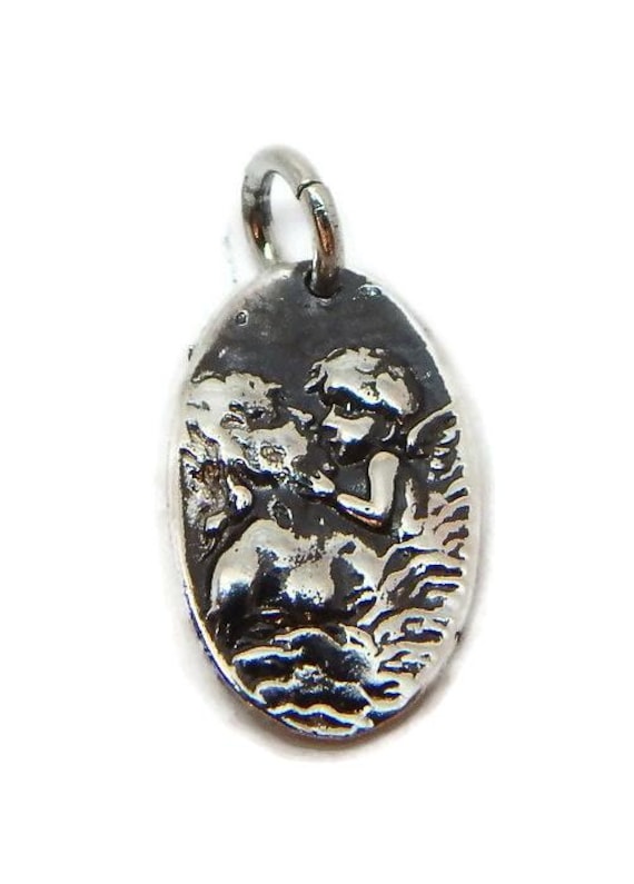 Medaillon Engel Charm Anhänger .925 Sterling Silber von TwinsjewelryShop