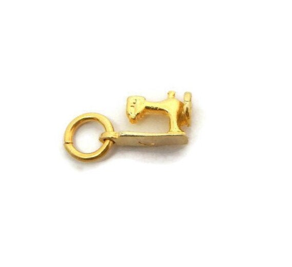 Nähmaschine Anhänger Charm 14K Gelbgold von TwinsjewelryShop