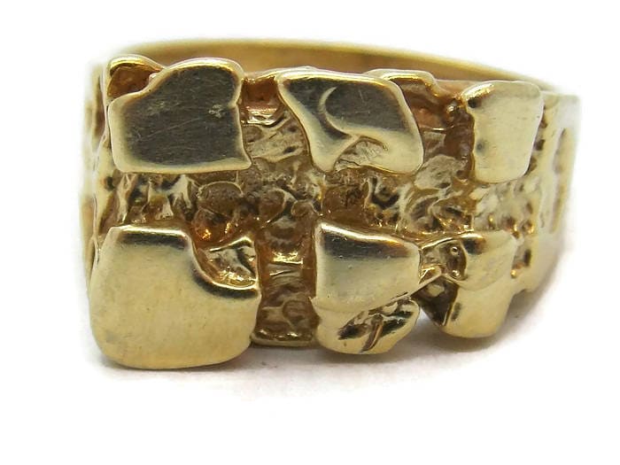 Nugget Herrenring 585Er Gelbgold von TwinsjewelryShop