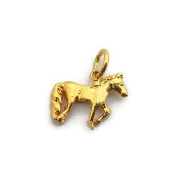 Pferd 14K Gelbgold Anhänger Charm von TwinsjewelryShop