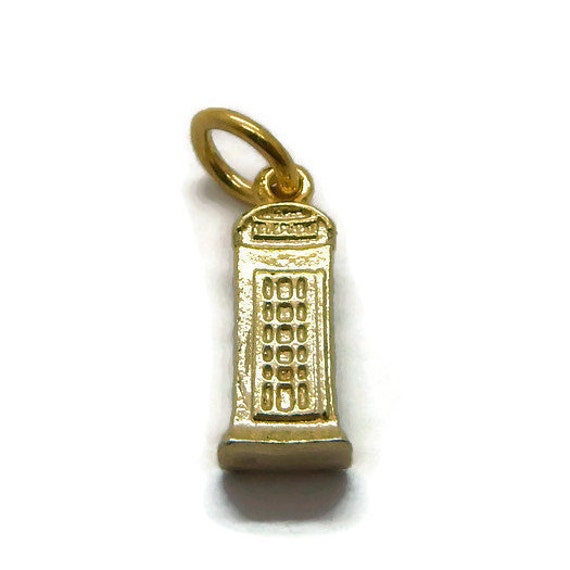 Phone Booth Charm Anhänger 14K Gelbgold von TwinsjewelryShop