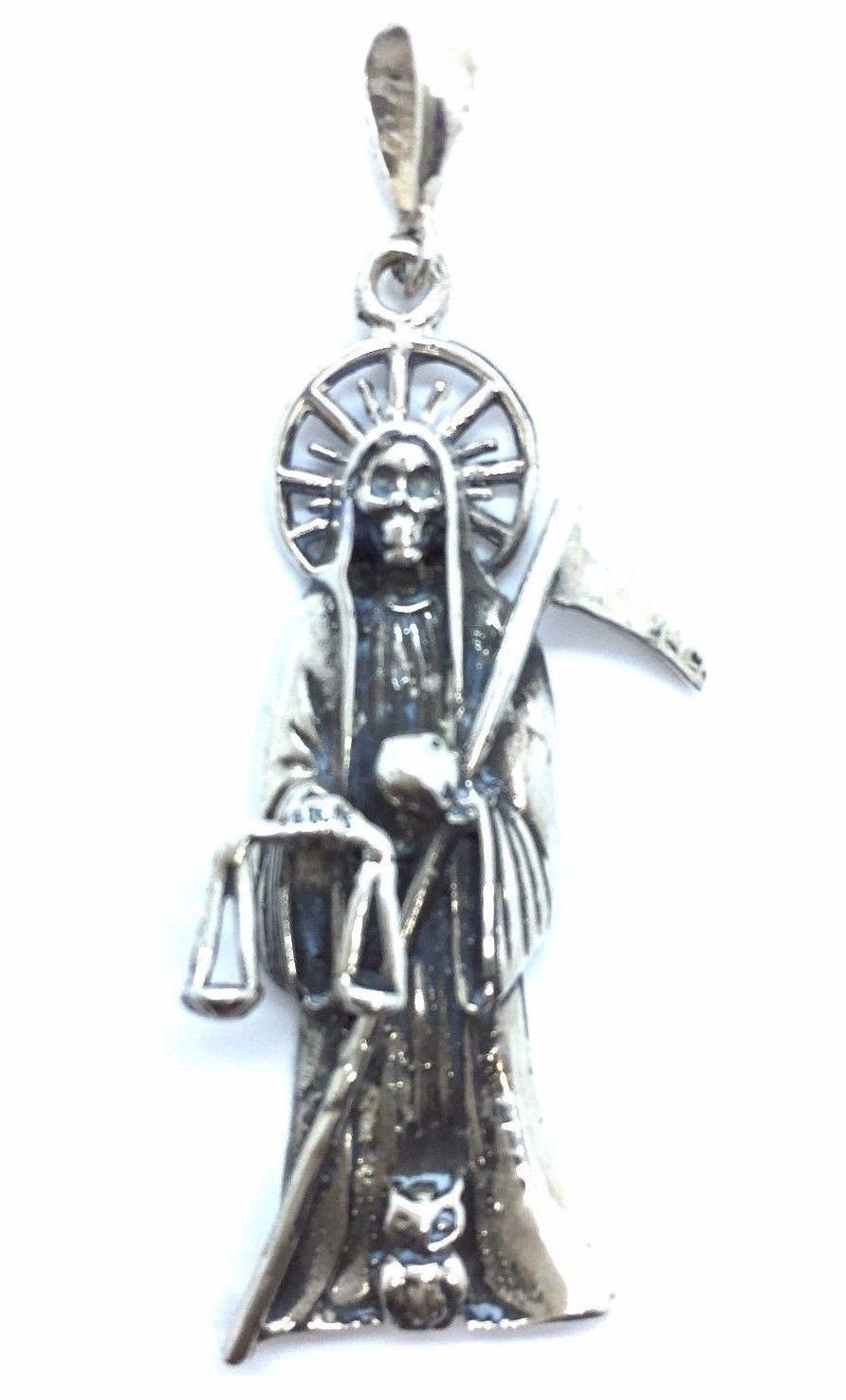 Santa Muerte | Heiliger Tod Anhänger.925 Sterling Silber von TwinsjewelryShop