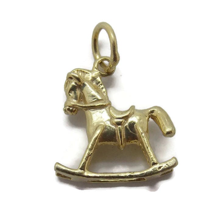 Schaukelpferd Charm Anhänger 585Er Gelbgold von TwinsjewelryShop