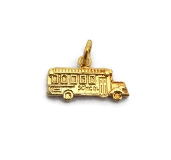 Schulbus Anhänger 14K Gelbgold von TwinsjewelryShop