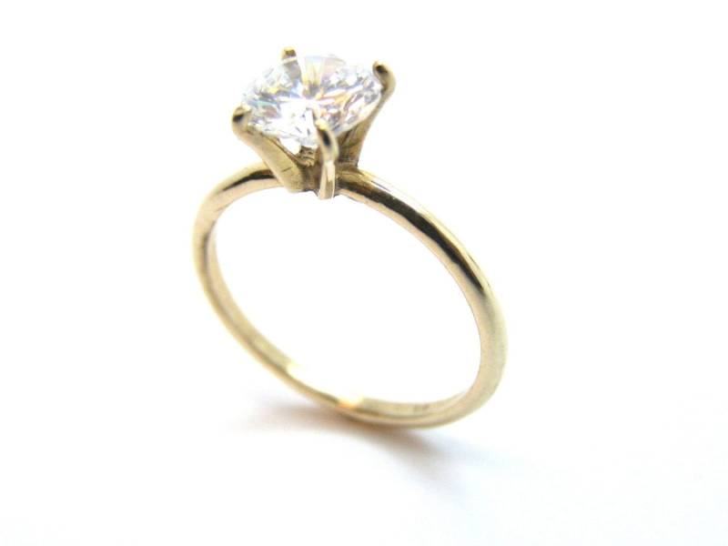 Solitär-Ring Mit Klarem Stein 585 Gelbgold von TwinsjewelryShop