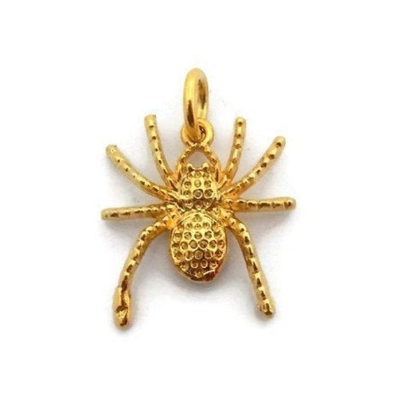 Spinne Anhänger Charm 14K Gelbgold von TwinsjewelryShop