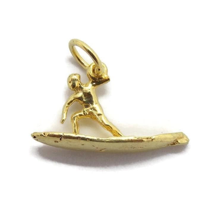 Surfer Anhänger Charm 585Er Gelbgold von TwinsjewelryShop