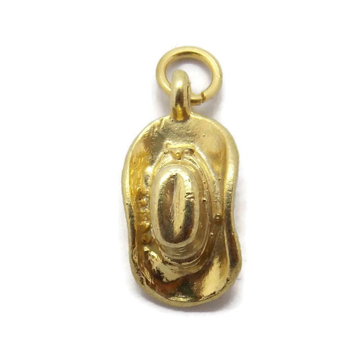 Western Sheriff Hat Charm Anhänger 14K Gelbgold von TwinsjewelryShop