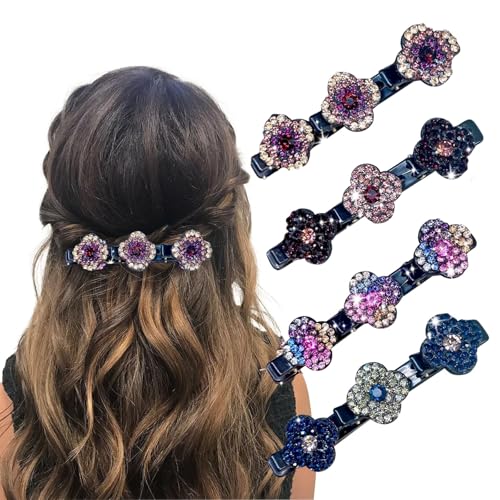 Geflochtene Haarspangen mit 3 kleinen Clips, Multi-Clips, Haarspangen für Damen, dickes, dünnes Haar, 4 Stück von Twinsun