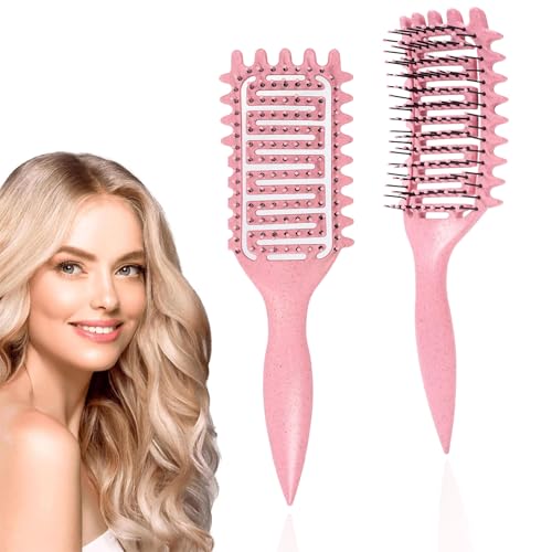 Lockige Haarbürste, Entwirren Haarbürste, Haarbürste mit weichen Borsten für lockiges, lockiges Haar Frauen, Männer und trockenes Haar Formen und Definieren von Locken (Rosa) von Twinsun
