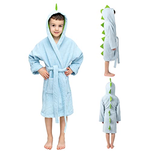 Twinzen Kinderbademantel Dinosaurier Junge und Mädchen - 100% Baumwolle OEKO-TEX® von Twinzen