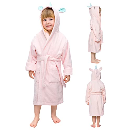 Twinzen Kinderbademantel Einhorn Junge und Mädchen - 100% Baumwolle OEKO-TEX® - 7-8 Jahre von Twinzen