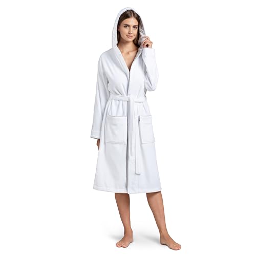 Twinzen Bademantel Damen – 100% Baumwolle, Frottee-Velours, mit Kapuze, OEKO-TEX zertifiziert, weich und komfortabel - Weiß - M Twinzen Bademantel Damen – 100% Baumwolle, Frottee-Velours, mit Kapuze, OEKO-TEX zertifiziert, weich und komfortabel - Weiß - M von Twinzen