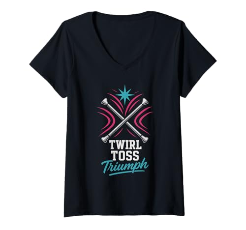 Damen Baton Twirler Majorette Captain Squad Club-Wettbewerb T-Shirt mit V-Ausschnitt Damen Baton Twirler Majorette Captain Squad Club-Wettbewerb T-Shirt mit V-Ausschnitt von Twirling Team Pride Gift Competitive Twirler Gift