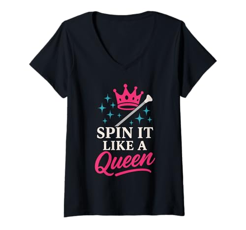 Damen Baton Twirler Majorette Captain Squad Club-Wettbewerb T-Shirt mit V-Ausschnitt Damen Baton Twirler Majorette Captain Squad Club-Wettbewerb T-Shirt mit V-Ausschnitt von Twirling Team Pride Gift Competitive Twirler Gift