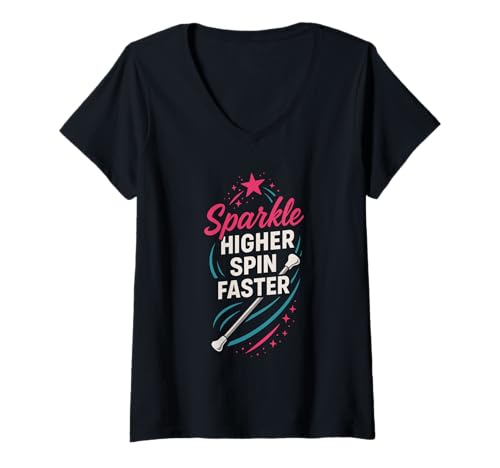 Damen Baton Twirler Majorette Captain Squad Club-Wettbewerb T-Shirt mit V-Ausschnitt Damen Baton Twirler Majorette Captain Squad Club-Wettbewerb T-Shirt mit V-Ausschnitt von Twirling Team Pride Gift Competitive Twirler Gift