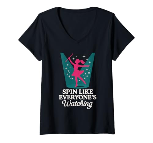 Damen Baton Twirler Majorette Captain Squad Club-Wettbewerb T-Shirt mit V-Ausschnitt Damen Baton Twirler Majorette Captain Squad Club-Wettbewerb T-Shirt mit V-Ausschnitt von Twirling Team Pride Gift Competitive Twirler Gift