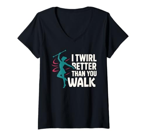 Damen Baton Twirler Majorette Captain Squad Club-Wettbewerb T-Shirt mit V-Ausschnitt Damen Baton Twirler Majorette Captain Squad Club-Wettbewerb T-Shirt mit V-Ausschnitt von Twirling Team Pride Gift Competitive Twirler Gift