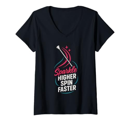 Damen Baton Twirler Majorette Captain Squad Club-Wettbewerb T-Shirt mit V-Ausschnitt Damen Baton Twirler Majorette Captain Squad Club-Wettbewerb T-Shirt mit V-Ausschnitt von Twirling Team Pride Gift Competitive Twirler Gift