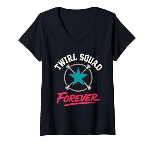 Damen Baton Twirler Majorette Captain Squad Club-Wettbewerb T-Shirt mit V-Ausschnitt Damen Baton Twirler Majorette Captain Squad Club-Wettbewerb T-Shirt mit V-Ausschnitt von Twirling Team Pride Gift Competitive Twirler Gift