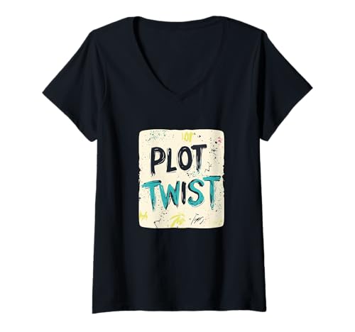 Damen Lebendige Rede im Plot Twist T-Shirt mit V-Ausschnitt Damen Lebendige Rede im Plot Twist T-Shirt mit V-Ausschnitt von Twist Outfit