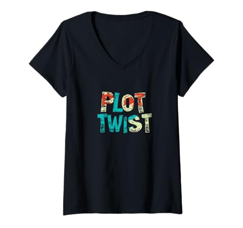Damen Lustiges Statement zum Plot Twist T-Shirt mit V-Ausschnitt Damen Lustiges Statement zum Plot Twist T-Shirt mit V-Ausschnitt von Twist Outfit