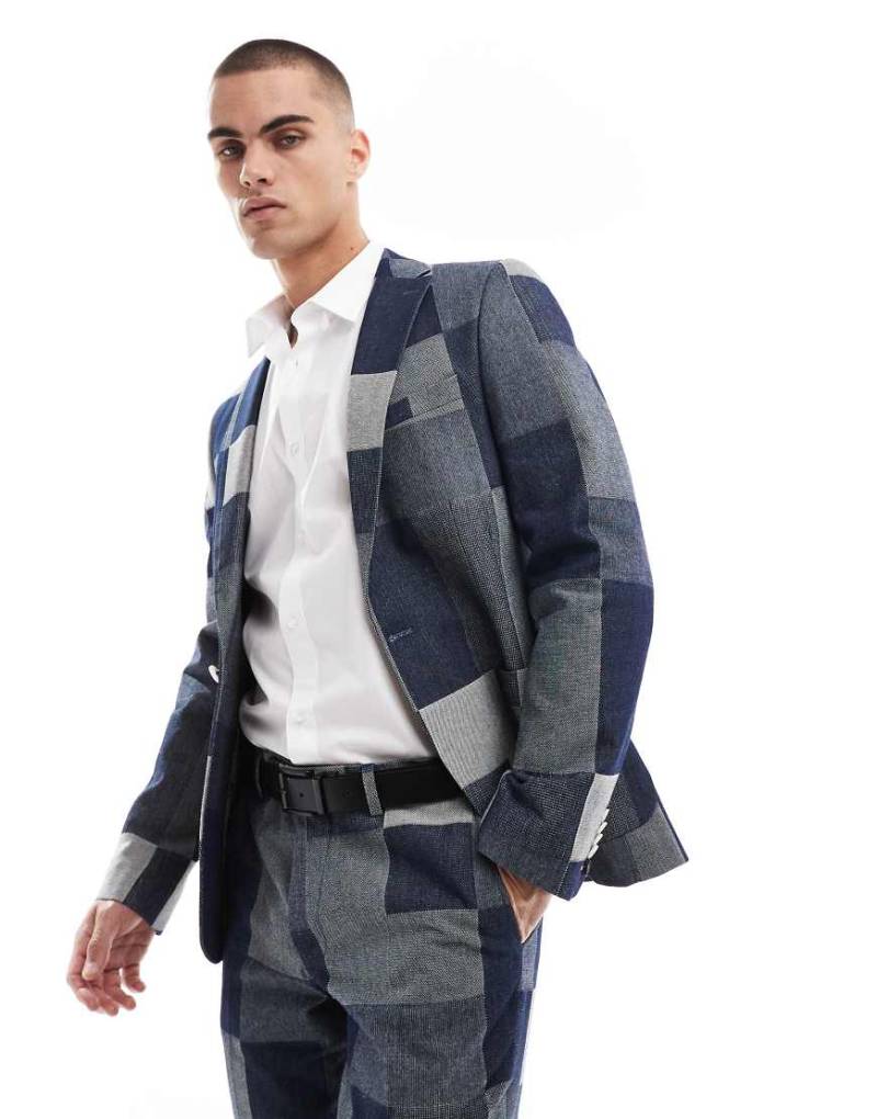 Twisted Tailor - Anzugjacke mit Denim-Patchwork-Design, Kombiteil-Bunt von Twisted Tailor