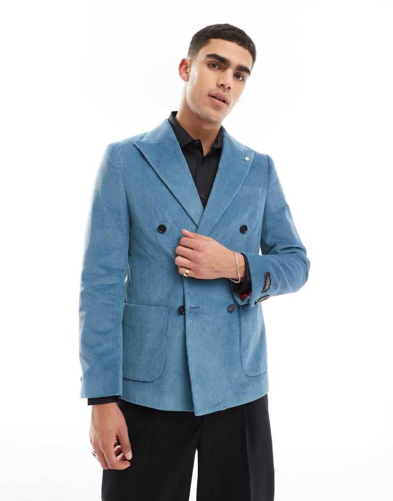 Twisted Tailor - Aston - Zweireihiges, schmales Sakko in Blau, Kombiteil von Twisted Tailor