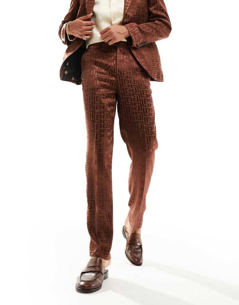 Twisted Tailor - Hurston - Jacquard-Anzughose in Braun von Twisted Tailor