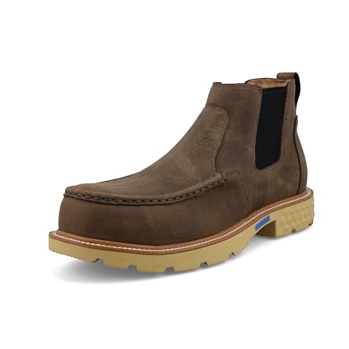 Twisted X Chelsea-Stiefel für Herren, 10,2 cm, Moc Toe Nano Toe mit CellStretch, Shitake, 46 EU von Twisted X