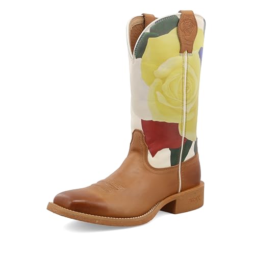 Twisted X Damen 11" Tech X Boot Westernstiefel, Indian Tan & Yellow Rose, 37.5 EU Weit von Twisted X