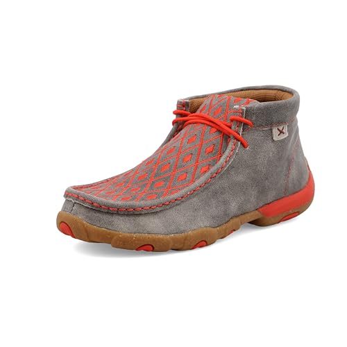 Twisted X Damen Chukka Driving Moc Moc Toe mit Zellsohle, Grau & Grenadine, Größe 8,5 M, Grau & Grenadine, 40 EU von Twisted X
