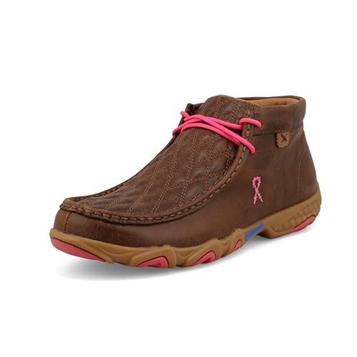 Twisted X Damen Original Chukka Driving Moc, Dunkelbraun und Rosa, 39.5 EU Weit von Twisted X