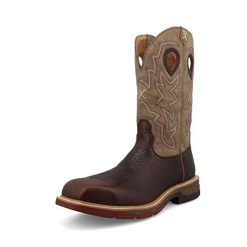 Twisted X Herren 12" Western Work Boot Sicherheitsstiefel, Dunkelbraun und Shitake, 42 EU Weit von Twisted X